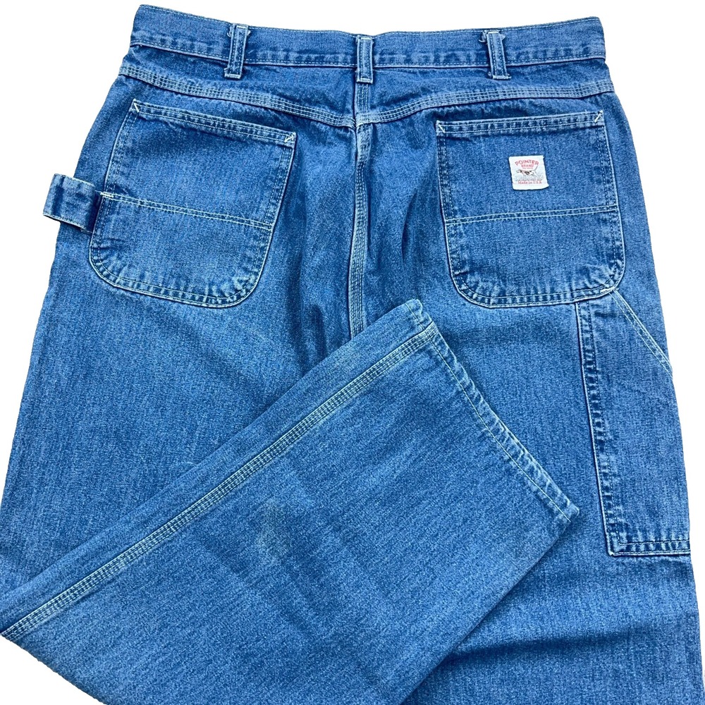 Vintage Pointer Brand Carpenter Jeans Men 34x28 Dungaree Baggy Skate Made In USA
